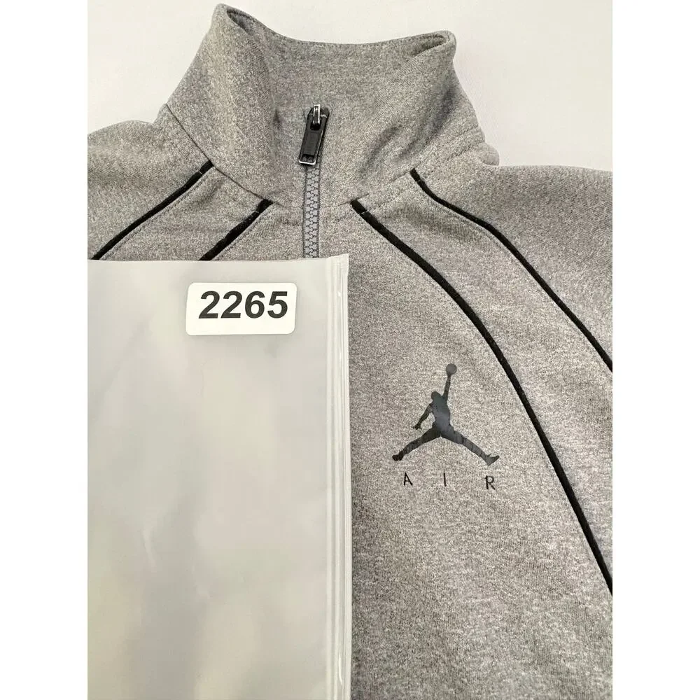 Nike Air Jordan Jumpman Boys Small Full-Zip Track Jacket Gray Black Piping Logo